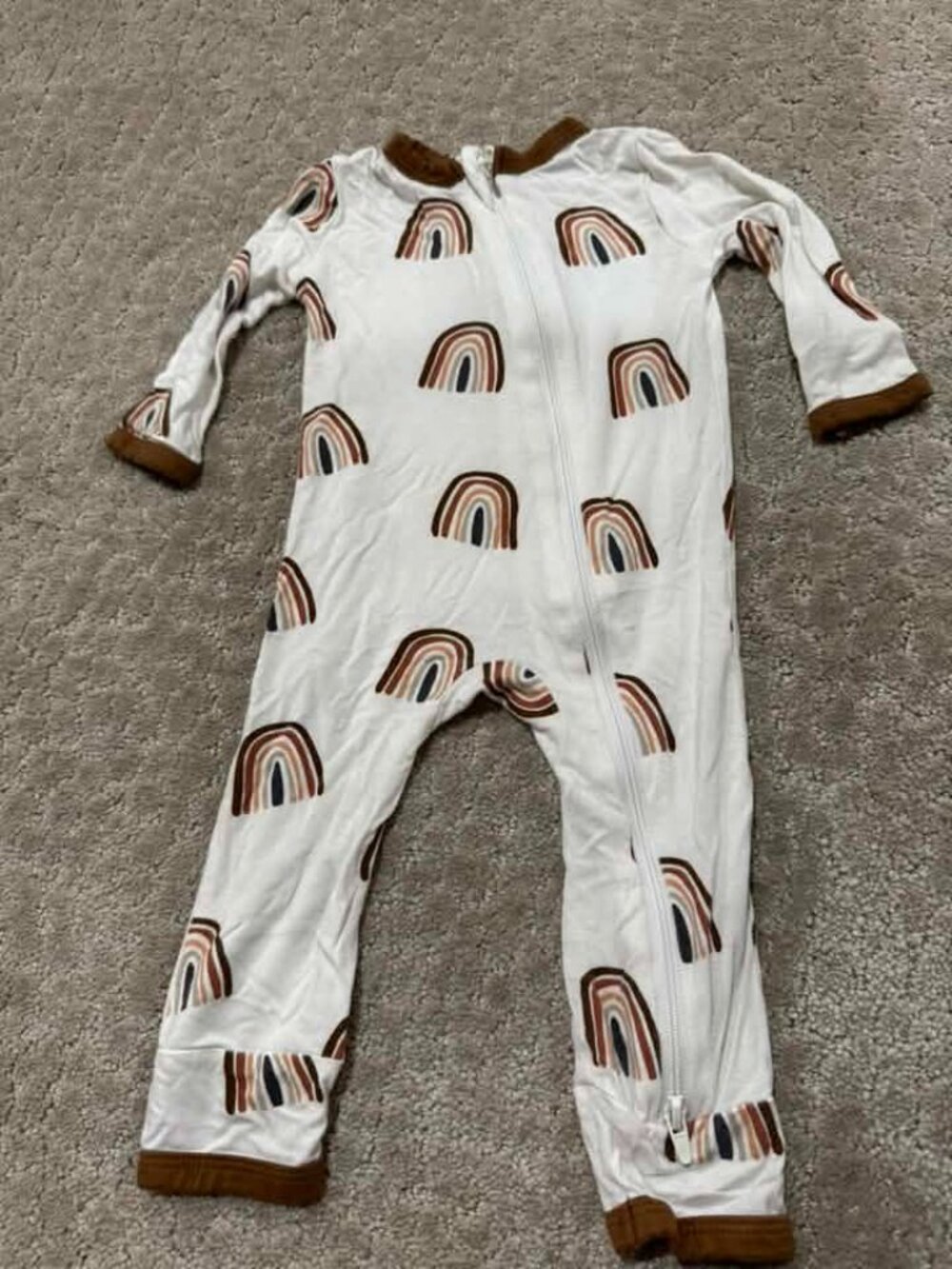 Kyte coffee rainbow zipper romper
